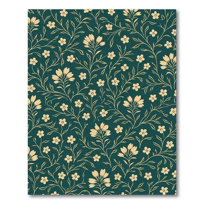 Gold Floral Vine Teal Background Rug