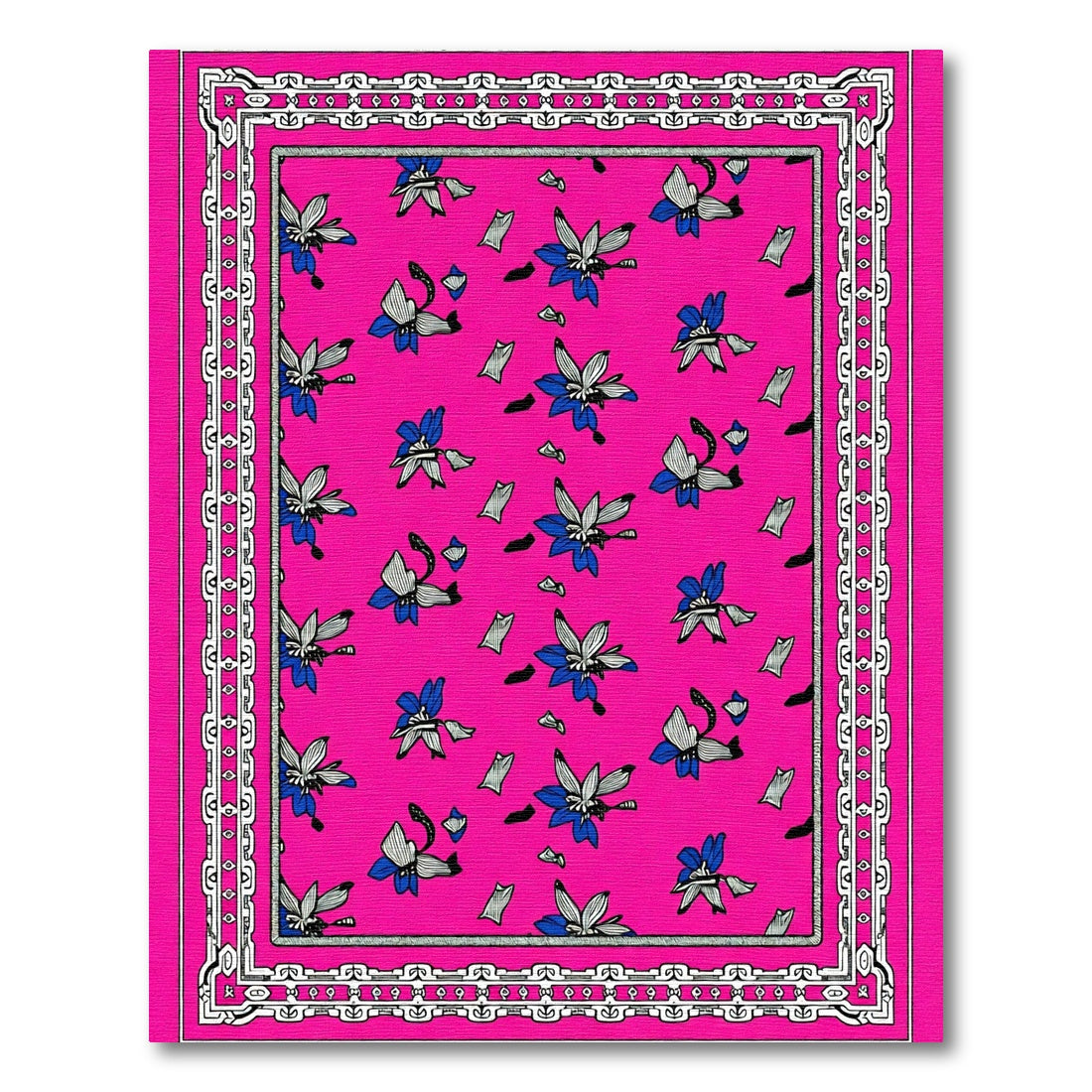 Vibrant Magenta Floral Scattered Rug