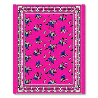 Vibrant Magenta Floral Scattered Rug