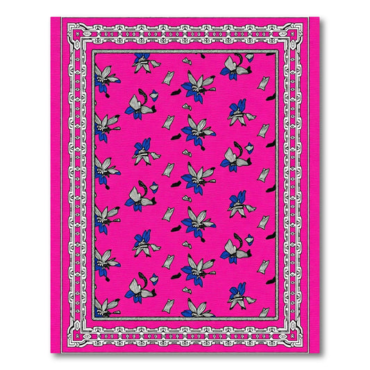 Vibrant Magenta Floral Scattered Rug