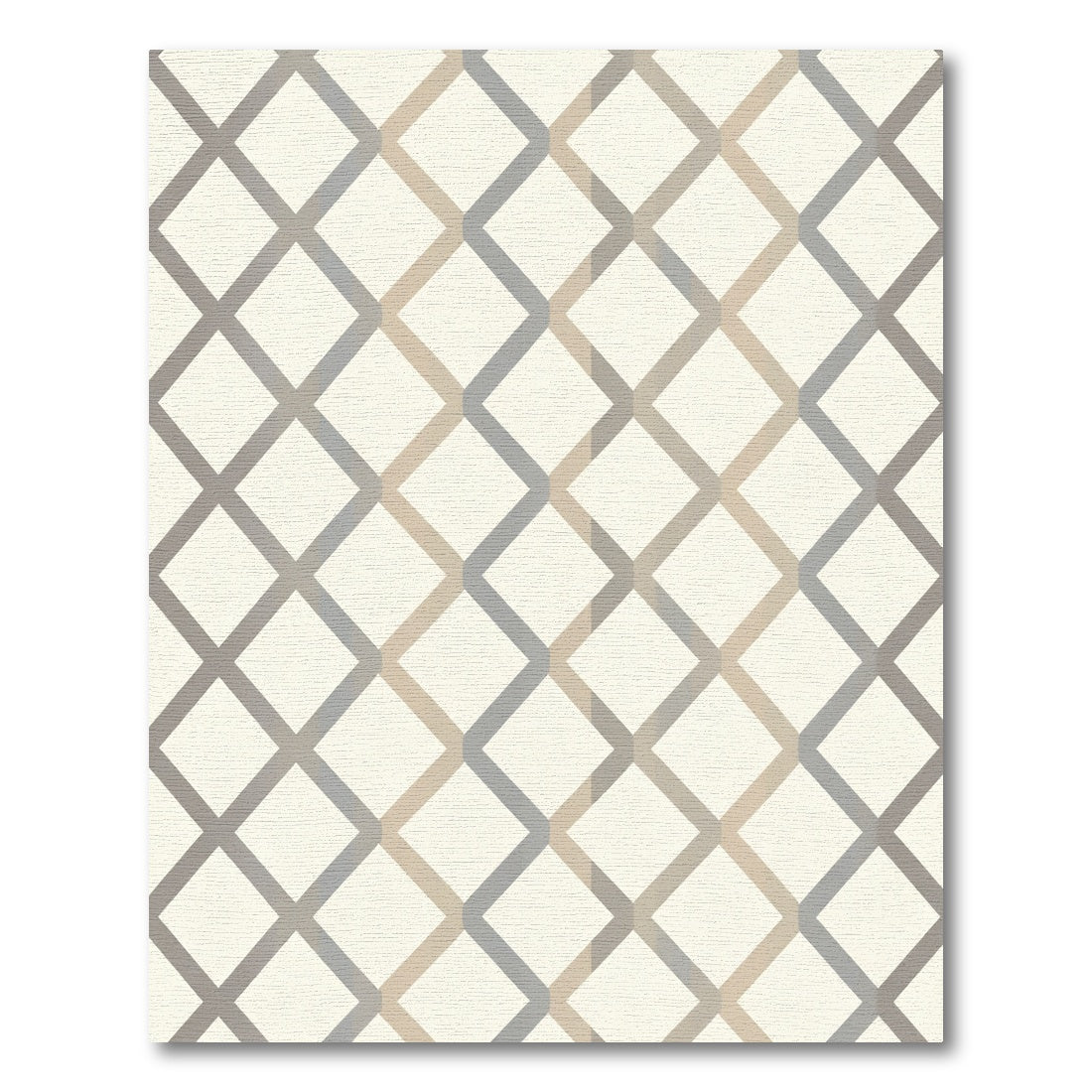 Neutral Geometric Diamond Interlock Rug