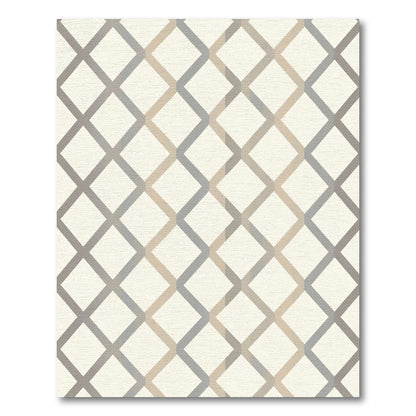 Neutral Geometric Diamond Interlock Rug