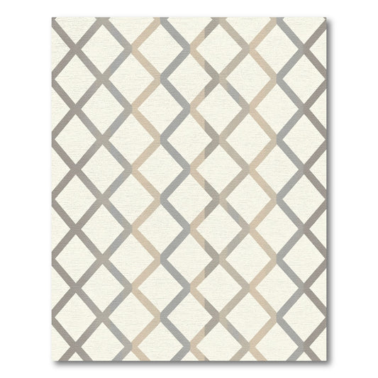 Neutral Geometric Diamond Interlock Rug