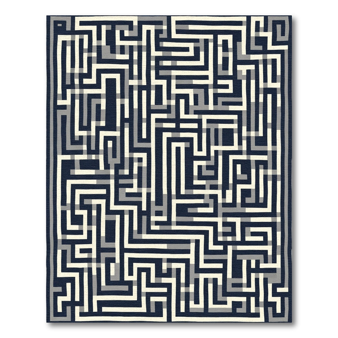 Navajo Blue Cream Maze Lines Rug