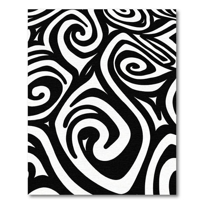 Black White Abstract Swirl Rug