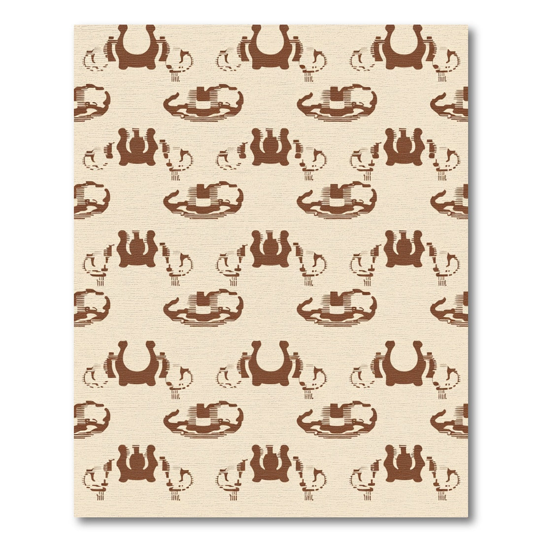 Brown Retro Coffee Cup Repeat Rug