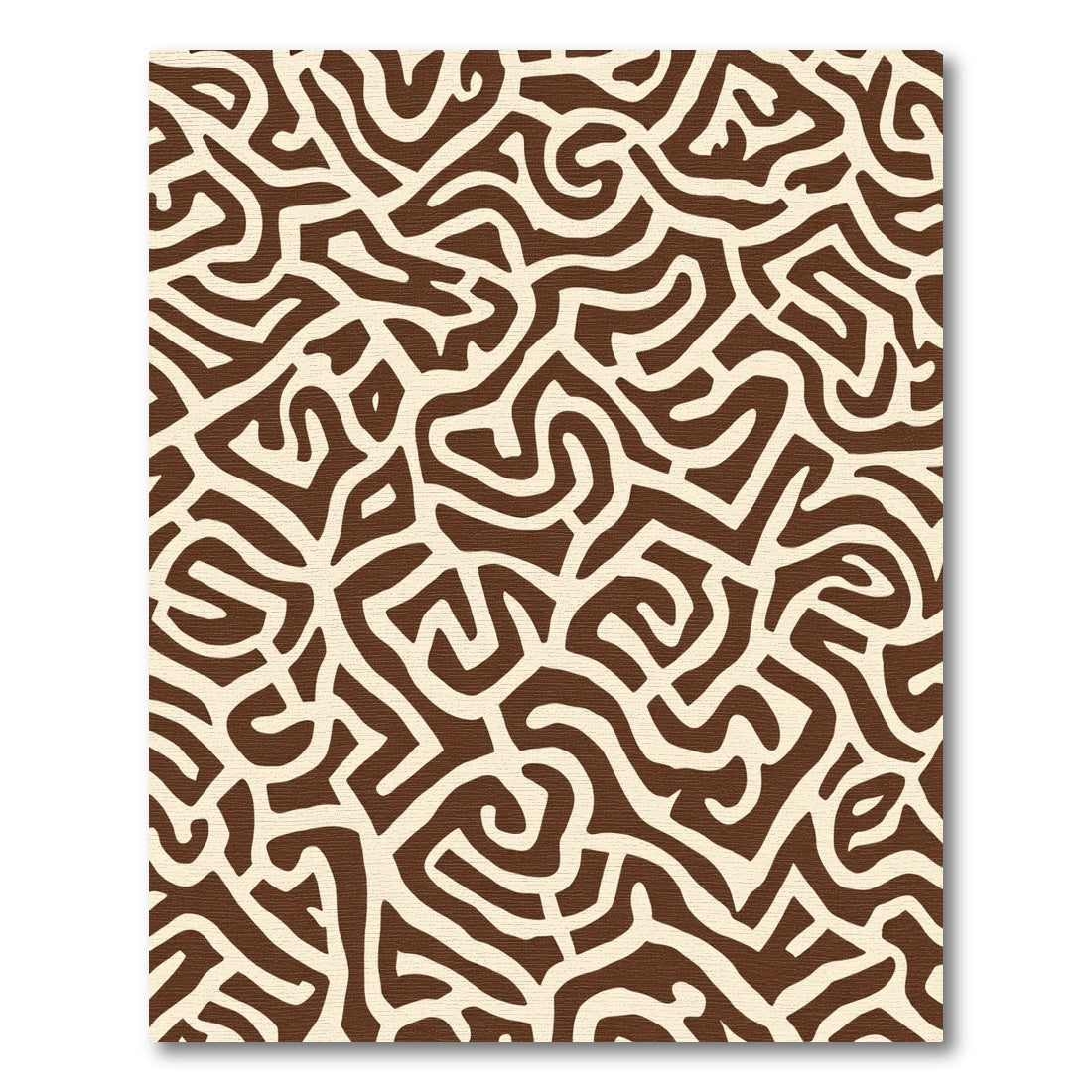 Brown Tan Organic Abstract Labyrinth Rug