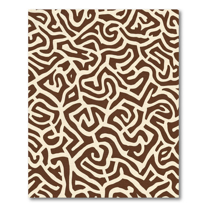 Brown Tan Organic Abstract Labyrinth Rug