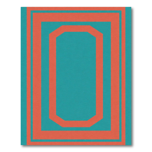 Coral Teal Octagon Geometric Rug