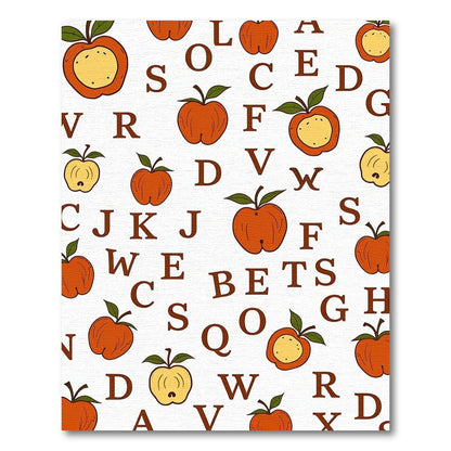 Whimsical Apple Alphabet Composition Rug
