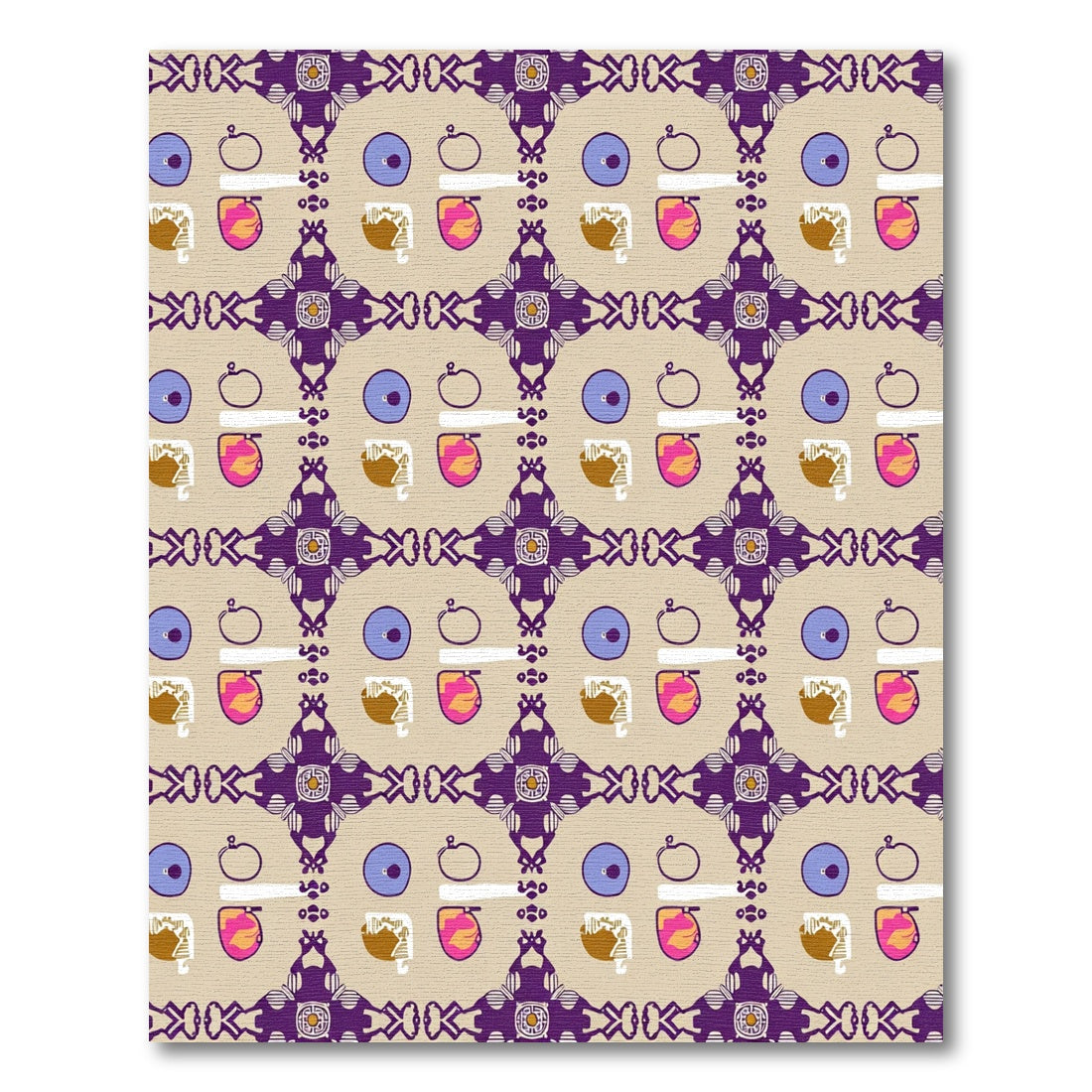 Purple Tribal Geometric Medallion Rug