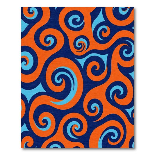 Bold Orange Blue Swirl Rug