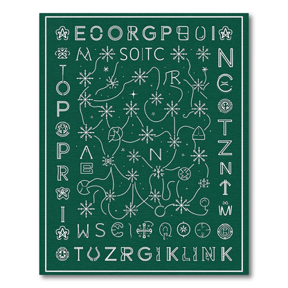 Emerald Green Snowflake Alphabet Puzzle Rug