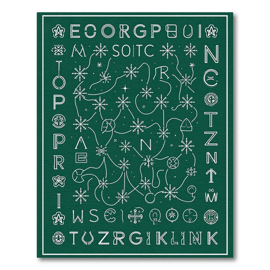 Emerald Green Snowflake Alphabet Puzzle Rug