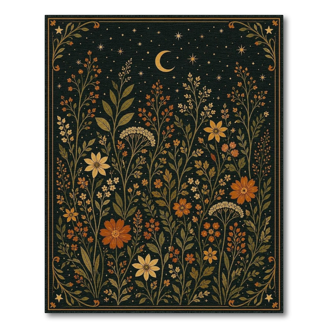 Multi-color and Patterns Celestial Floral Gold Area Rug