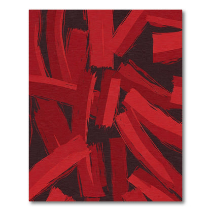 Bold Red Abstract Brush Strokes Rug