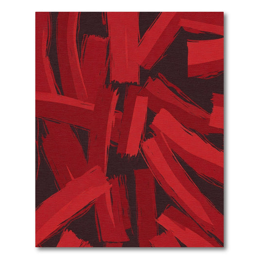 Bold Red Abstract Brush Strokes Rug
