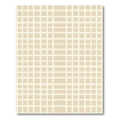 Minimalist Beige Grid Squares Rug
