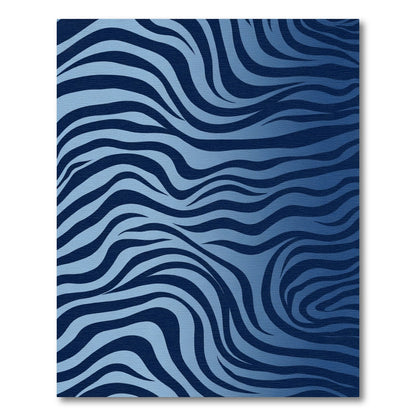 Deep Blue Gradient Zebra Stripes Rug
