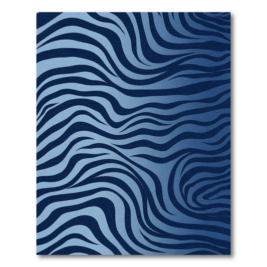 Deep Blue Gradient Zebra Stripes Rug