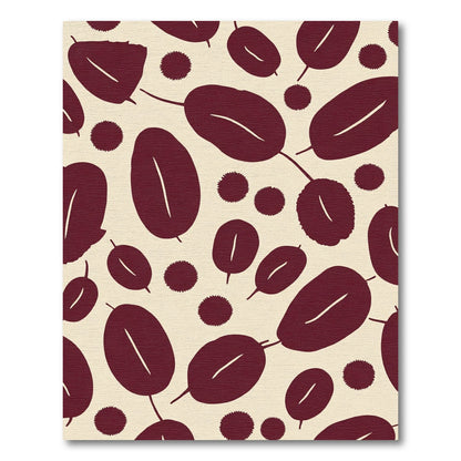 Deep Red Leafy Branches and Dots Rug