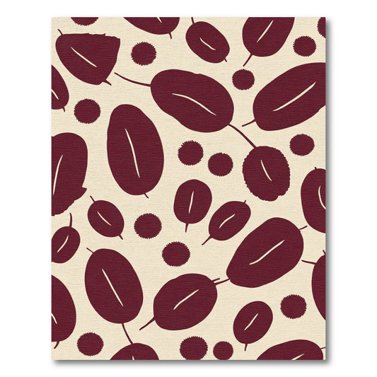 Deep Red Leafy Branches and Dots Rug