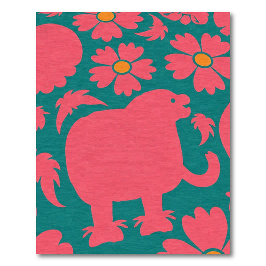 Coral Hippo Floral Swirl Rug
