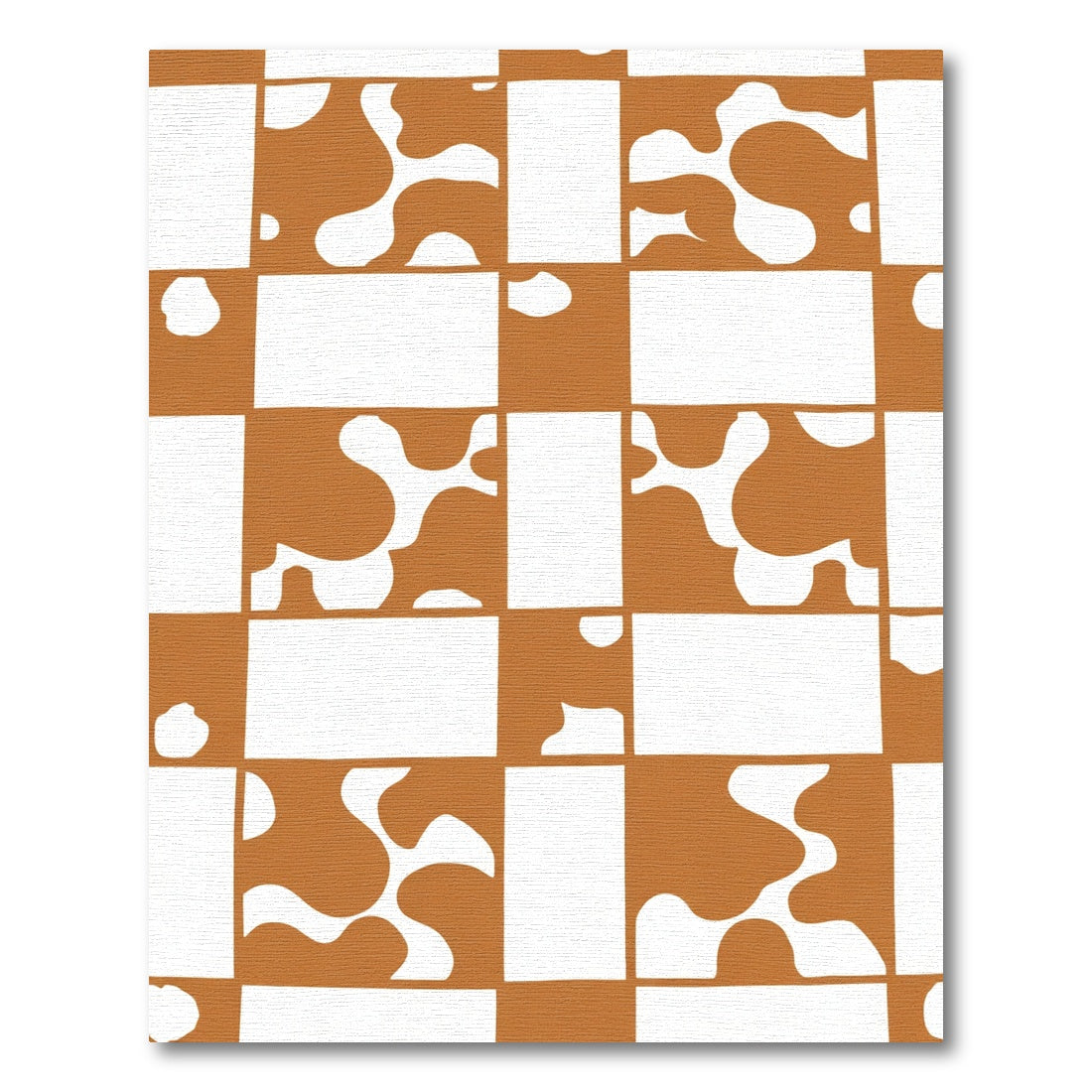 Terracotta White Irregular Checkered Rug