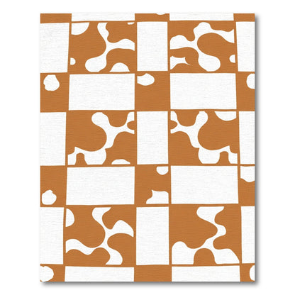 Terracotta White Irregular Checkered Rug