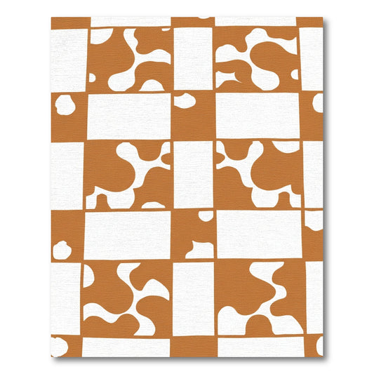 Terracotta White Irregular Checkered Rug