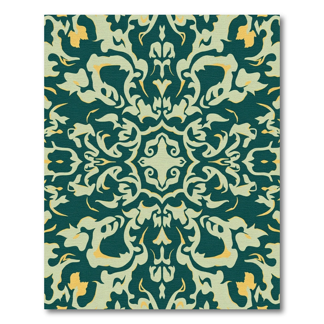 Teal Golden Flourish Damask Rug