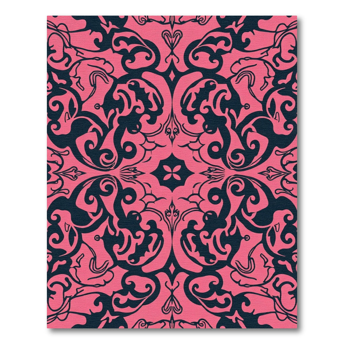 Fuchsia Dark Swirl Floral Medallion Rug