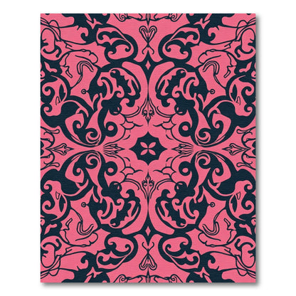 Fuchsia Dark Swirl Floral Medallion Rug