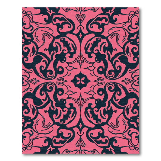 Fuchsia Dark Swirl Floral Medallion Rug
