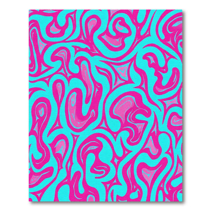 Vivid Teal Pink Swirl Abstract Rug