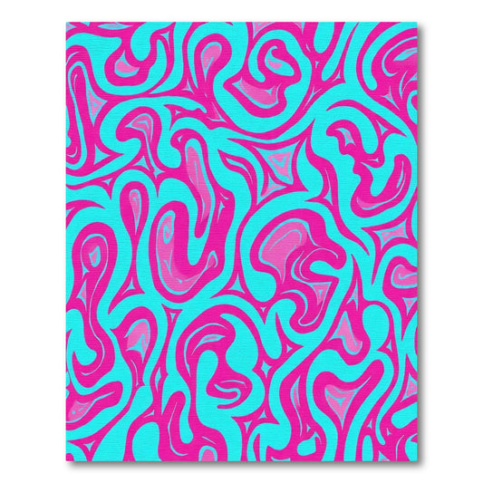 Vivid Teal Pink Swirl Abstract Rug
