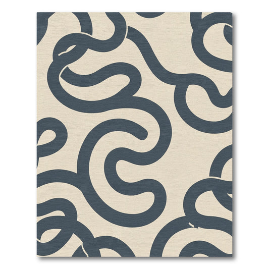 Navy Swirl Cream Modern Abstract Rug
