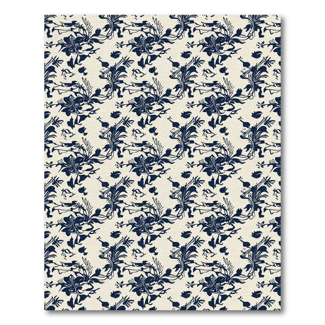 Deep Navy Floral Scrolls Rug