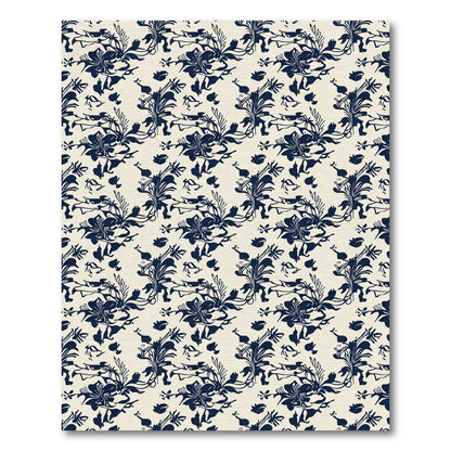 Deep Navy Floral Scrolls Rug