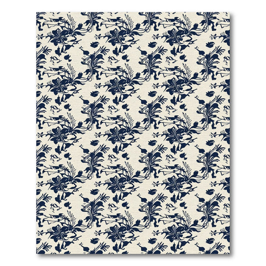 Deep Navy Floral Scrolls Rug