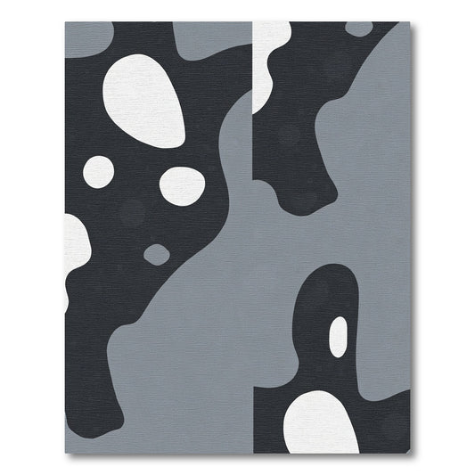Gray and White Organic Abstract Rug