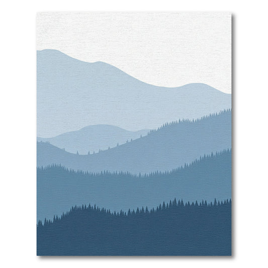 Misty Blue Mountain Forest Layers Rug
