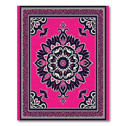 Vibrant Pink Floral Mandala Rug
