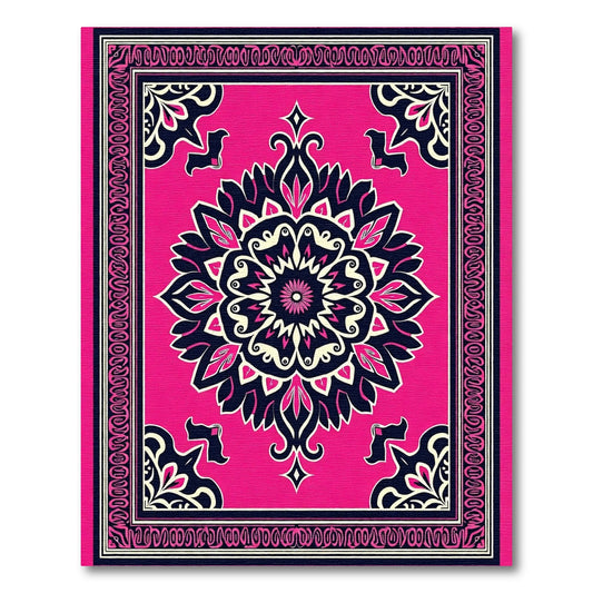 Vibrant Pink Floral Mandala Rug