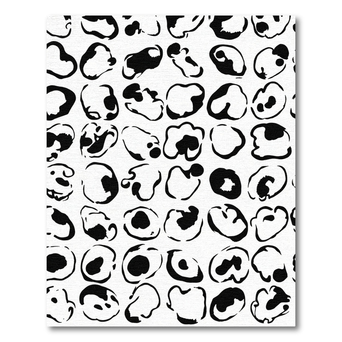 Abstract Black White Organic Shapes Rug