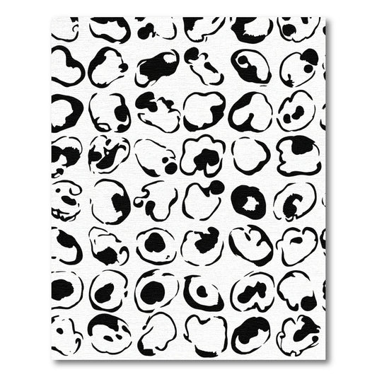Abstract Black White Organic Shapes Rug