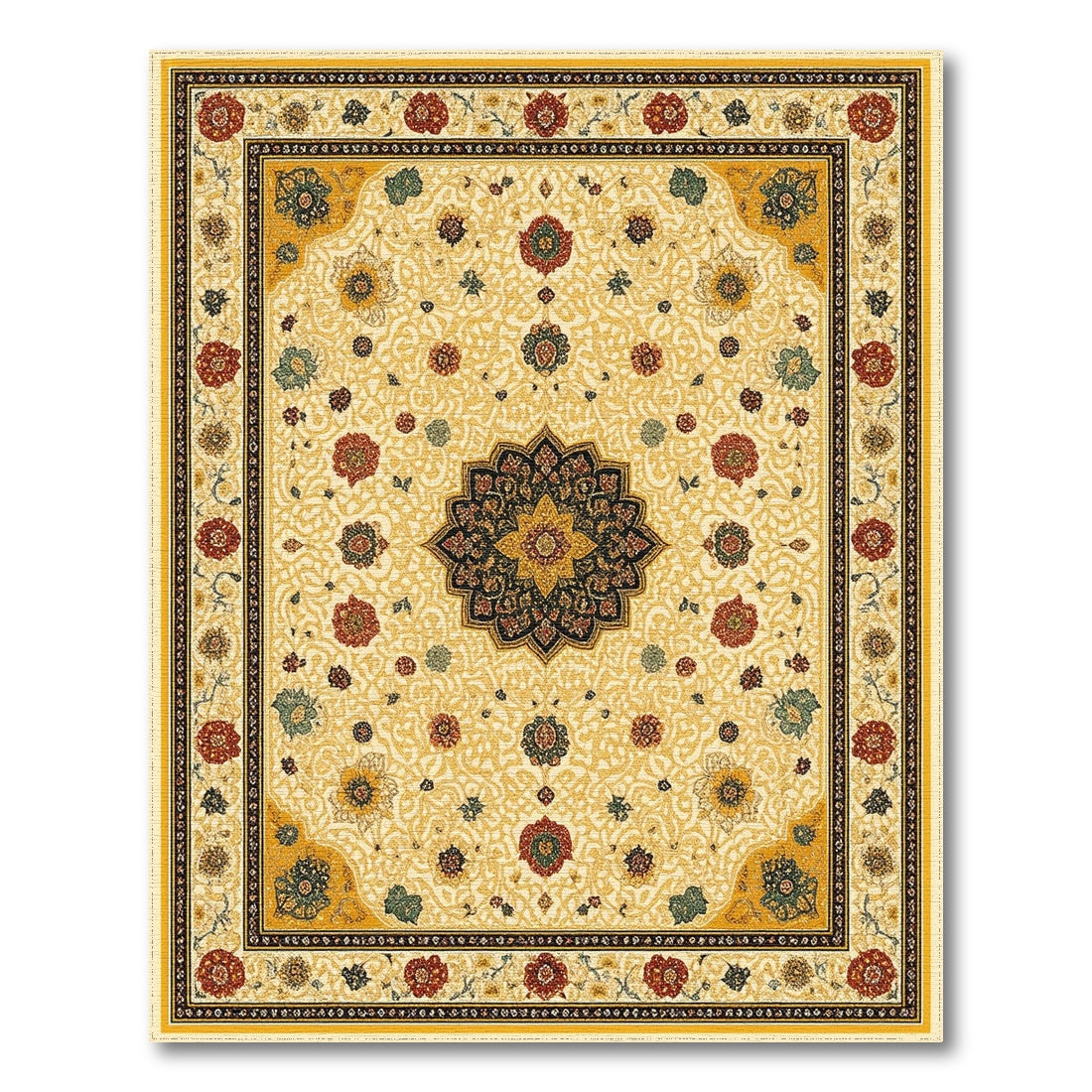 Traditional Persian Multi-color and Patterns Traditional Persian Floral Medallion Area Rug