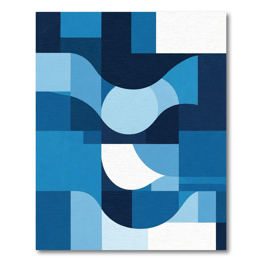 Deep Blue Abstract Geometric Wave Rug