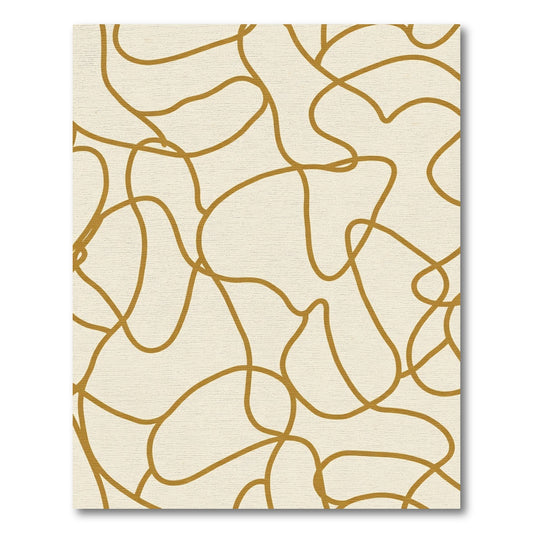 Golden Curving Organic Shapes Rug