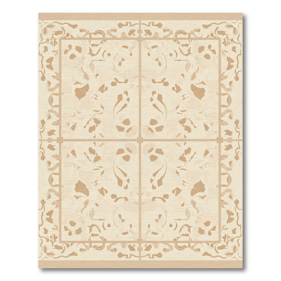 Neutral Earth Tones Floral Medallion Rug